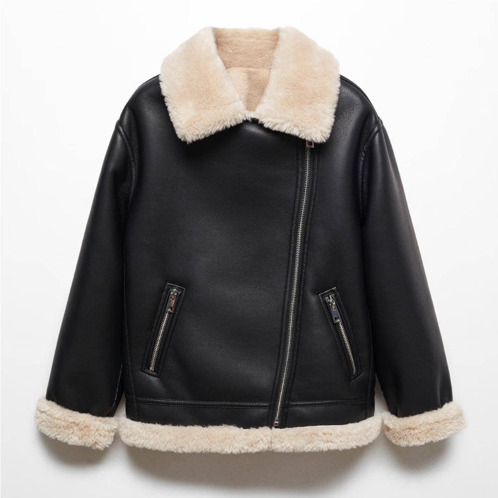 🖤 mango faux shearling-lined biker jacket 🖤
✨ size xs | new with tags ✨ - Picture 8 of 8